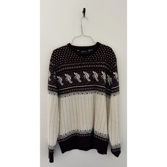 Jantzen Other - vtg JANTZEN APRES SKI SWEATER Cable Knit Nordic Snow Skiing 70s 80s Cream Brown